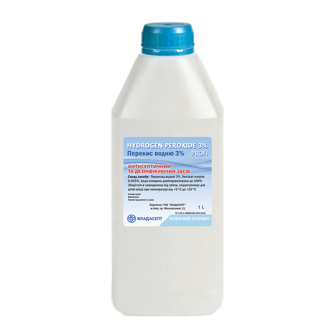 Антисептик «HYDROGEN PEROXID 3% profi» (Перекис водню 3%), флакон, 1000 мл